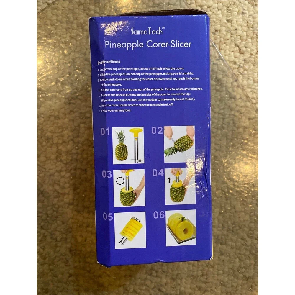 SameTech Easy Kitchen Tool Stainless Steel Fruit Pineapple Peeler Slicer NIB
